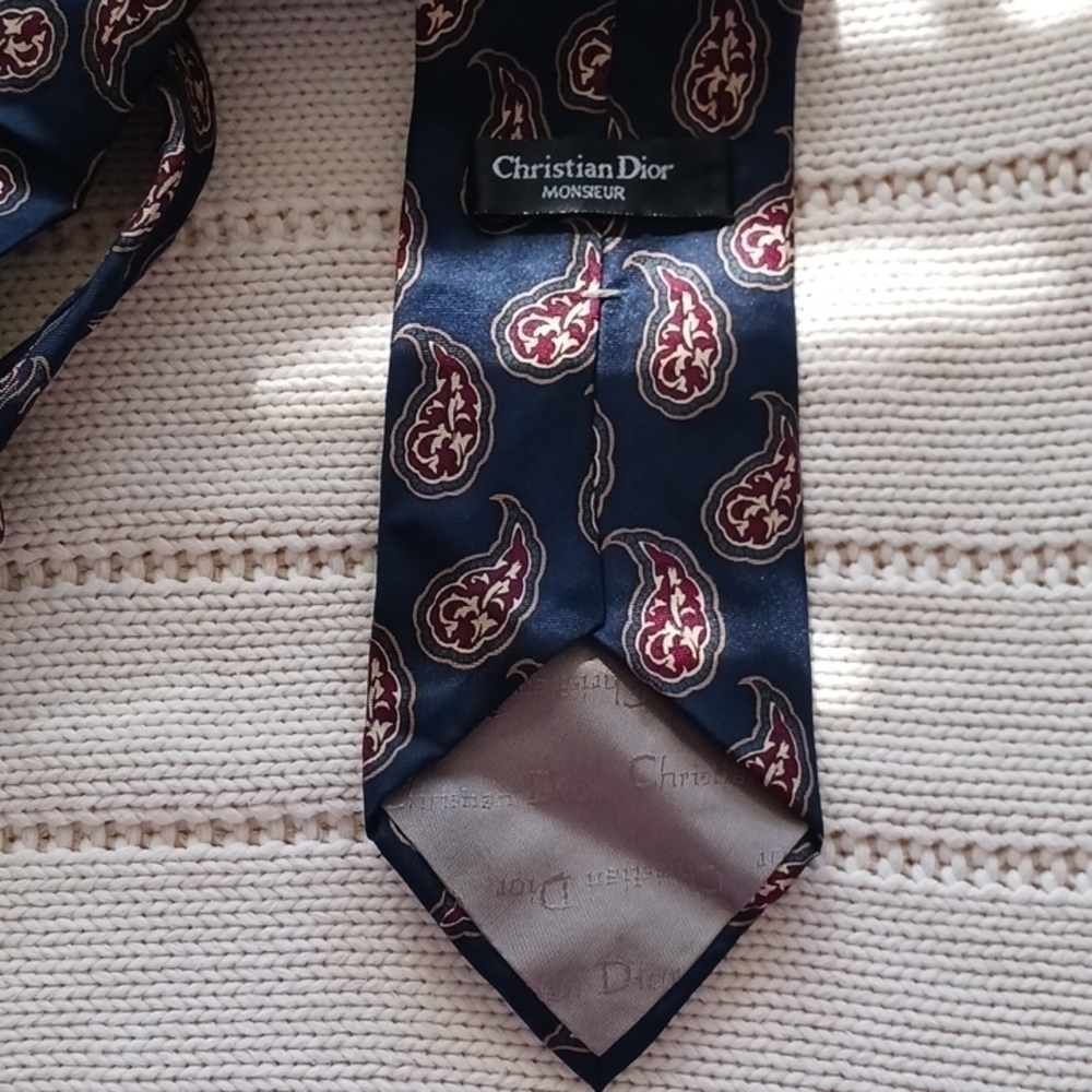Christian Dior Paisley Navy Blue Tie
